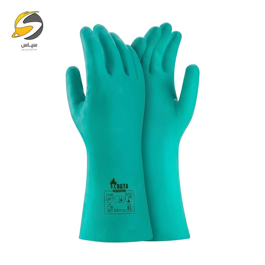 دستکش ایمنی نیتریل سبز کاستا مدل Green Nitrile Glove
