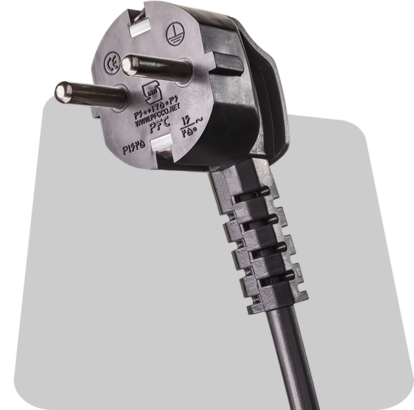 کابل برق دوشاخه پرسی سه پین ارت دار PLUG CABLE تایپ E/F – مناسب کامپیوتر و UPS